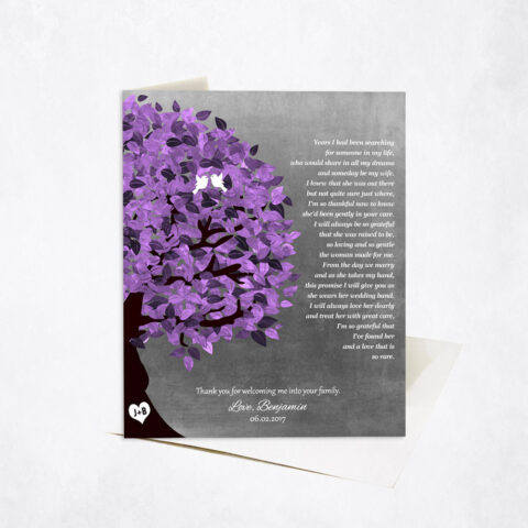 Purple Mother of the Bride Gratitude Tree Poem wedding Stationery Card-1486