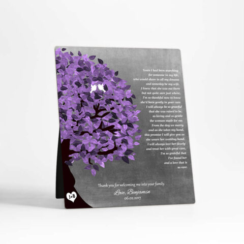 Purple Tree wedding  Desktop Plaque Gift for mother of the bride D-1486