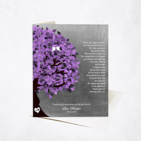 Purple Mother of the Groom Gratitude Tree Poem wedding Stationery Card-1487