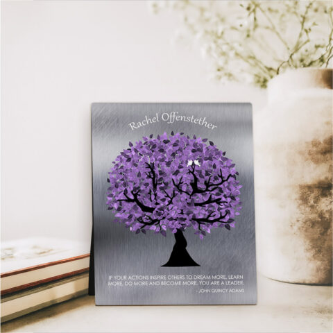 Purple Tree Leadership Appreciation Tin Desktop Plaque Gift for mentor D-1488