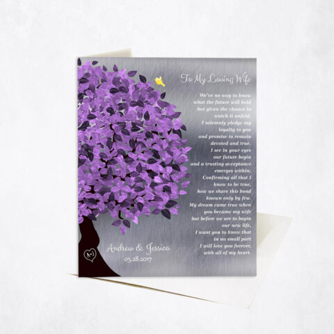 Love Poem For My Wife Purple Appreciation Tree Poetry wedding Stationery Card-1490