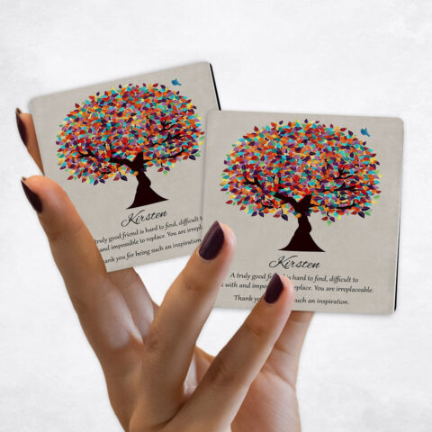 friendship Colorful Spring Tree on Stone Magnet Set MAG-1492