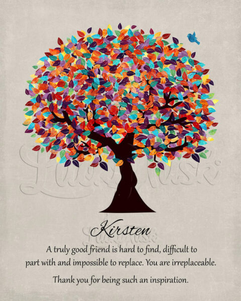 Personalized Friendship Gift | Colorful Tree | Moving Gift Going Away Retirement Teacher Colleague #1492