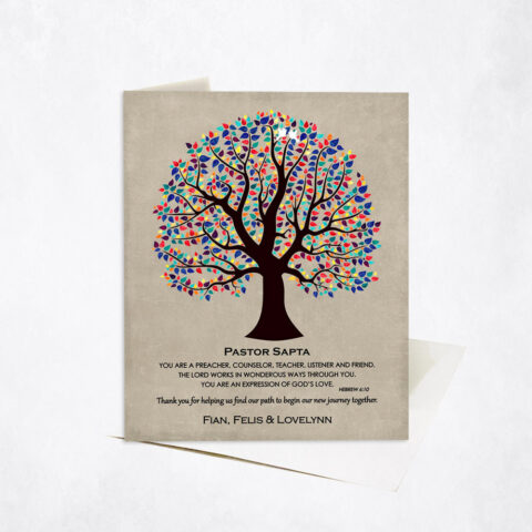 Colorful Pastor Appreciation Tree Scripture Hebrew 6-10 appreciation Stationery Card-1494