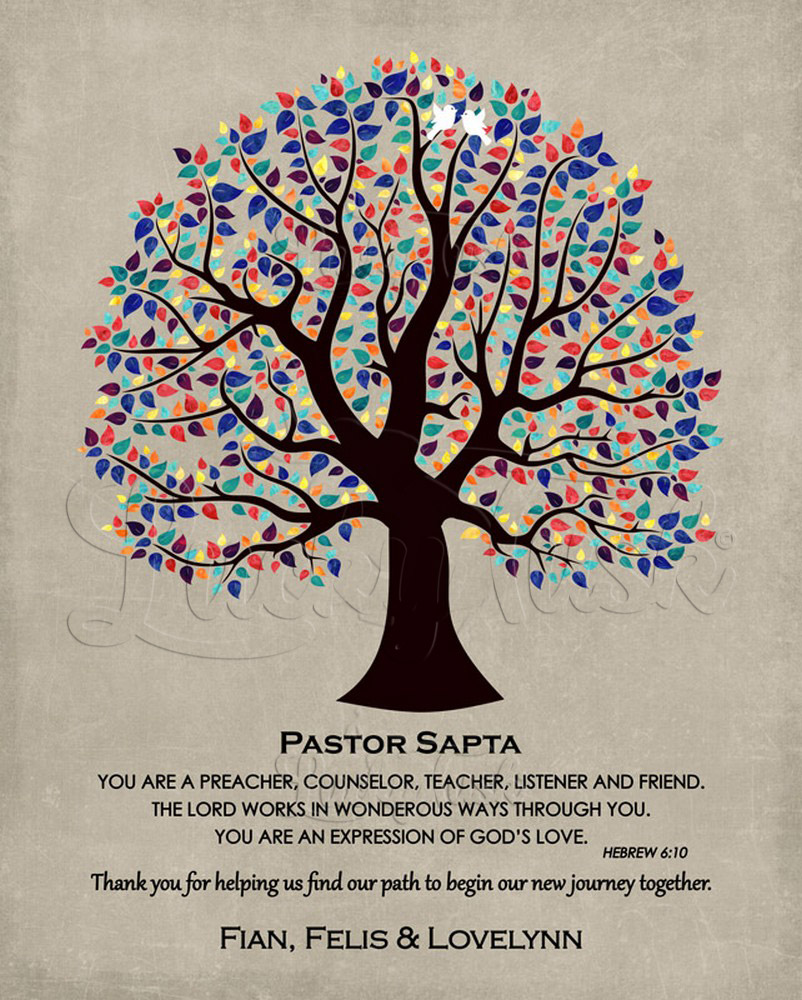 Colorful Pastor Appreciation Tree Scripture Hebrew 6-10 on Stone appreciation Wall Plaque LTC-1494