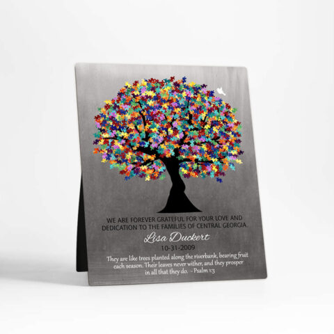 Autism Puzzle Tree teacher appreciation Tin Desktop Plaque Gift for teacher D-1498