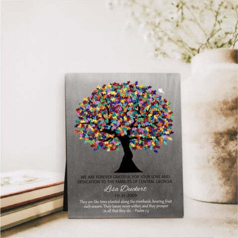 Autism Puzzle Tree teacher appreciation Tin Desktop Plaque Gift for teacher D-1498