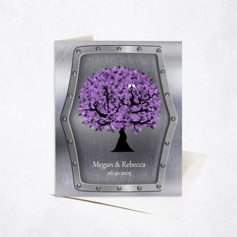 Purple Commemoration Tree Names and Date 11th anniversary Stationery Card-1501