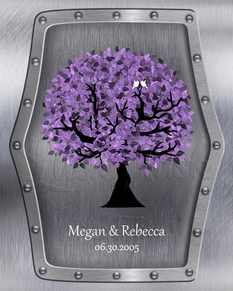 Purple Commemoration Tree Names and Date on Steel 11th anniversary Wall Plaque LTC-1501