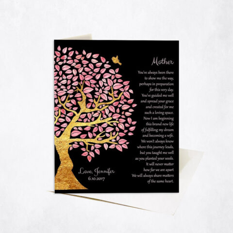 Pink and Gold Mother Appreciation Tree Poem wedding Stationery Card-1502