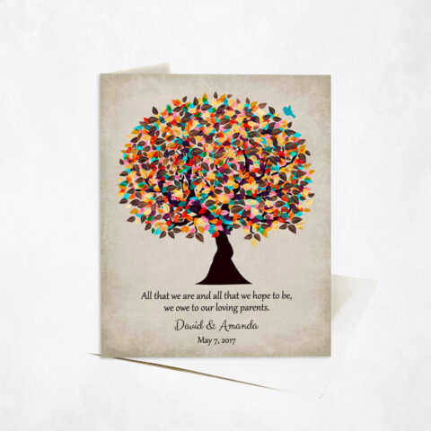 Autumn Gratitude Tree Quote for Parents wedding Stationery Card-1504