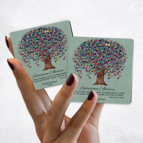 Leadership Appreciation Watercolor Willow Friendship Tree on Green Stone Magnet Set MAG-1510