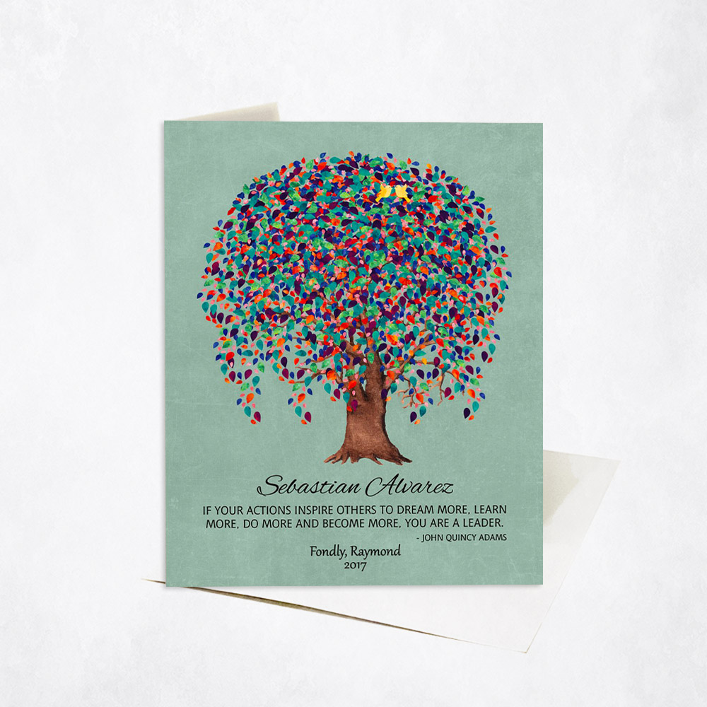 Picture of Watercolor Willow Leadership Appreciation Tree Quote Leadership Appreciation Stationery Card C-1510