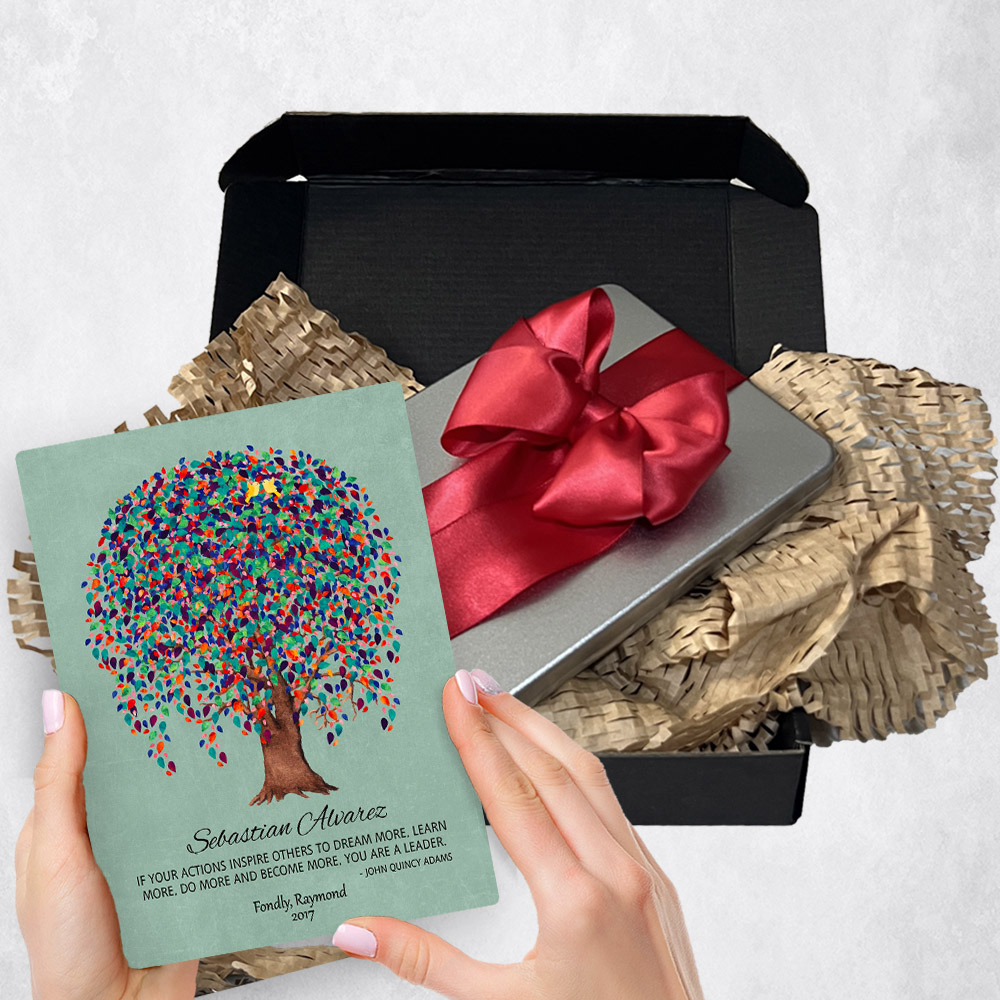 Personalized Leadership Appreciation gift delivery for mentor Watercolor Willow Tree  plaque for a unique and permanent flower delivery alternative. Leadership Appreciation gift delivery.