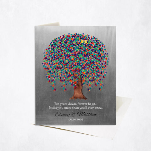 Watercolor Willow Tree Poem Ten years Down 10th anniversary Stationery Card-1512