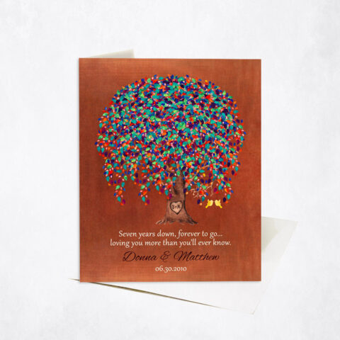 Watercolor Willow Tree Poem Seven Years Down 7th anniversary Stationery Card-1513