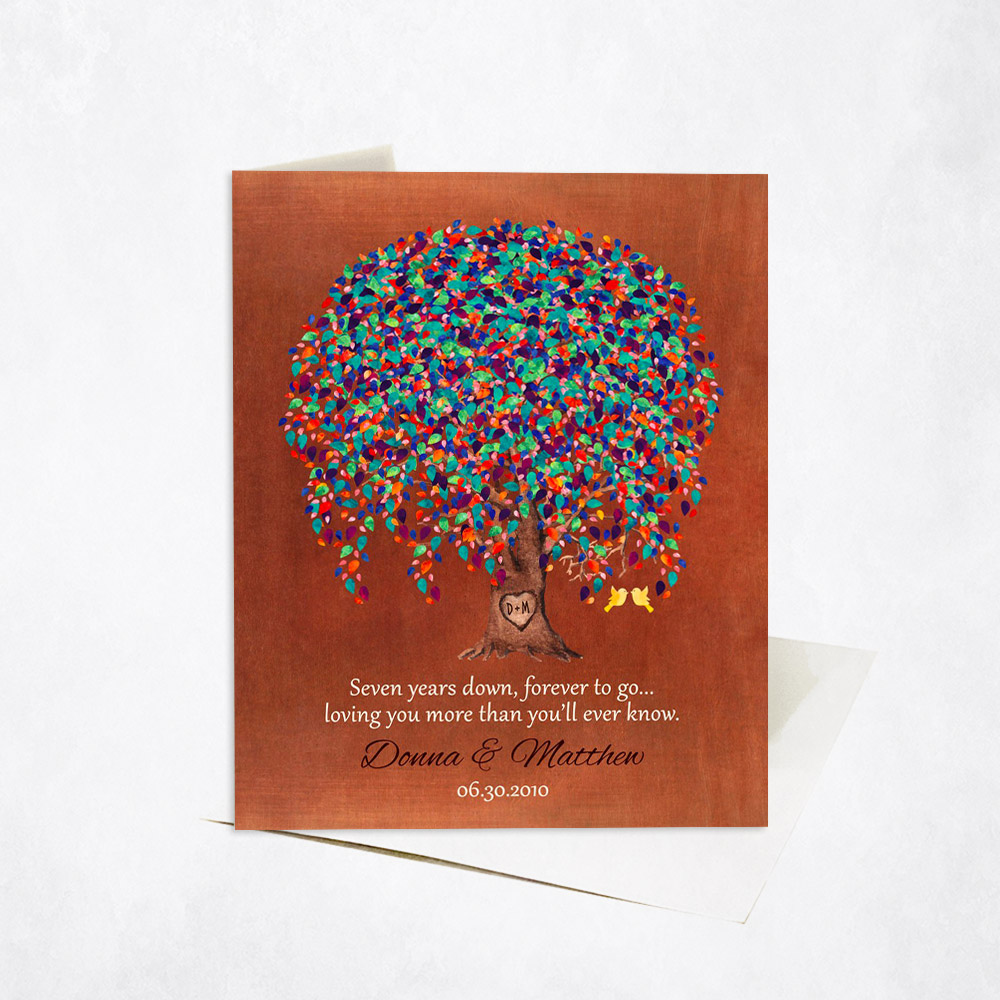 Picture of Watercolor Willow Tree Poem Seven Years Down 7th anniversary Stationery Card C-1513