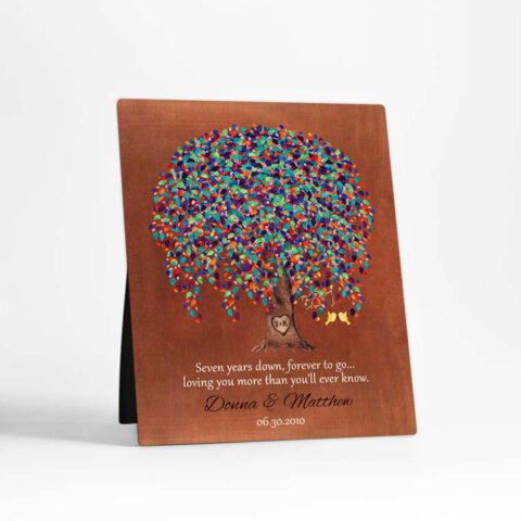 Watercolor Willow Tree 7th anniversary Copper Desktop Plaque Gift for couple D-1513