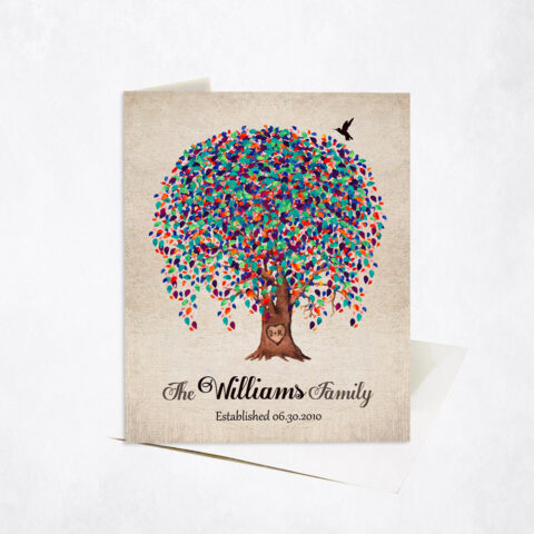 Watercolor Willow Family Tree Established 10th anniversary Stationery Card-1516