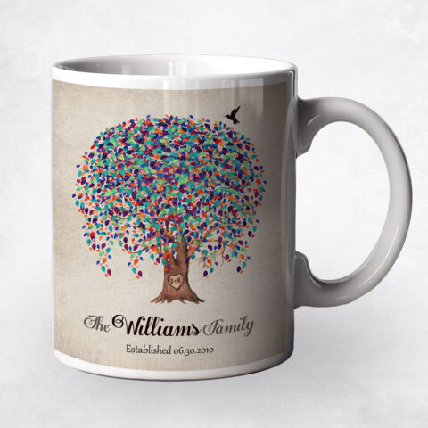 Watercolor Willow Friendship Tree with Heart 10th anniversary Coffee Mug M-1516