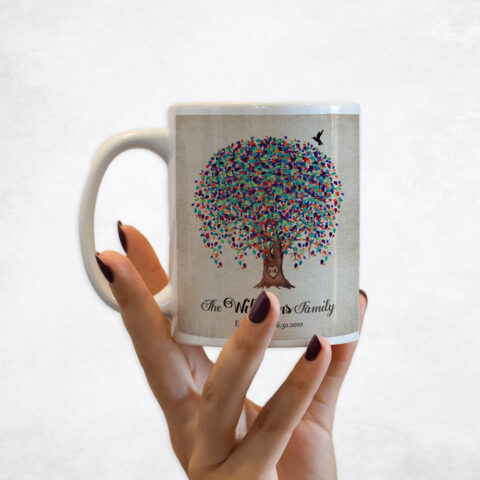 Watercolor Willow Friendship Tree with Heart 10th anniversary Coffee Mug M-1516