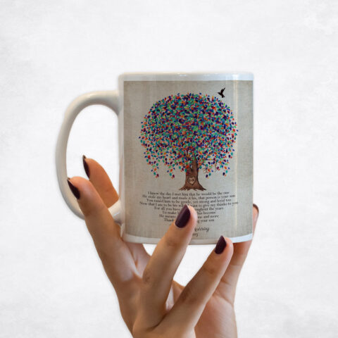 Watercolor Willow Friendship Tree with Heart wedding Coffee Mug M-1517