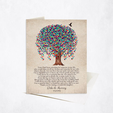 Watercolor Willow Mother of the Bride Tree Poem wedding Stationery Card-1518