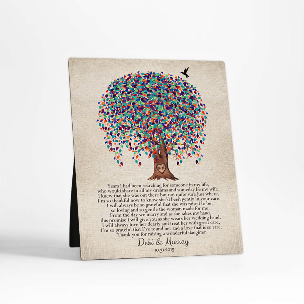 Single image of Watercolor Willow Tree wedding  Desktop Plaque