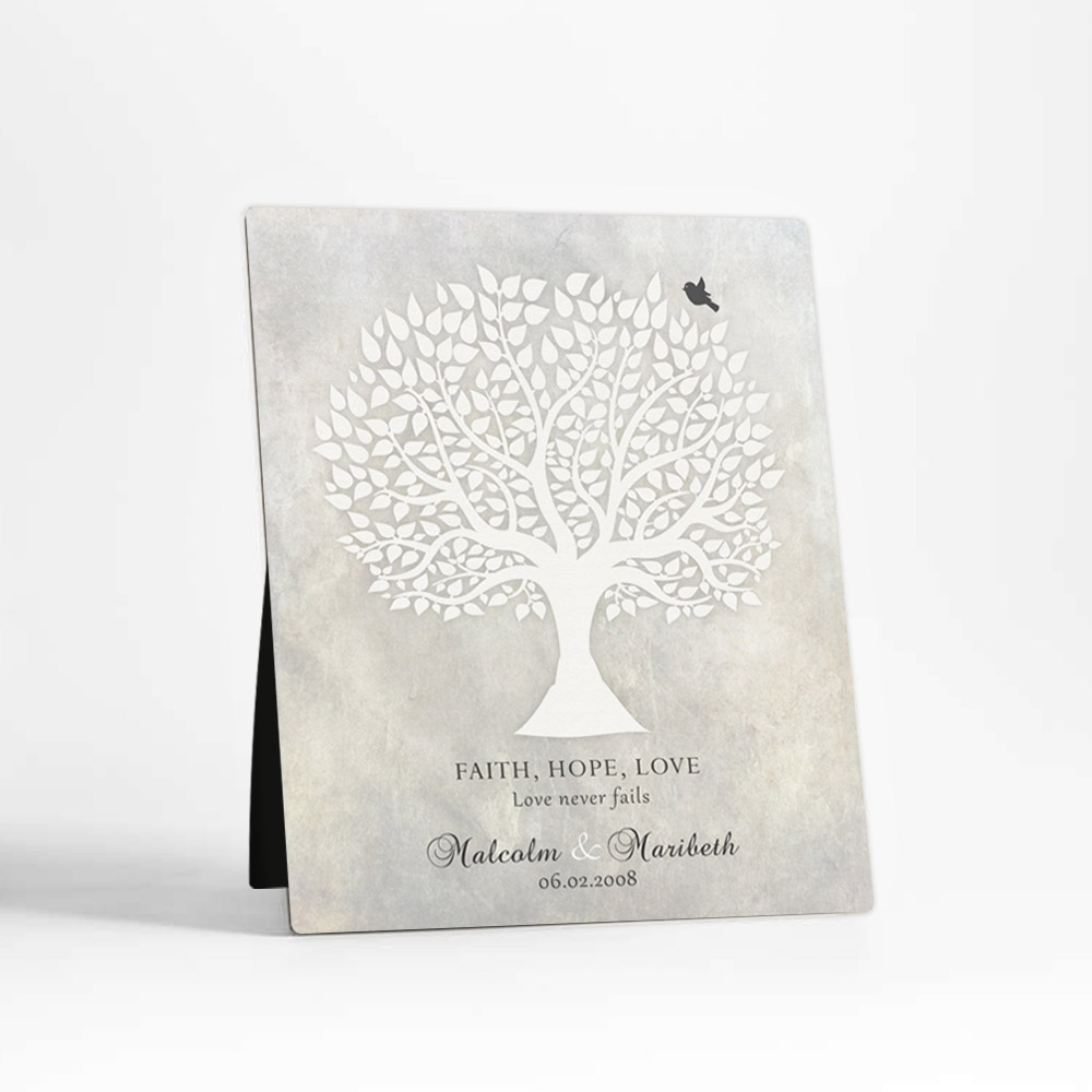 Single image of White Silhouette Tree anniversary  Desktop Plaque