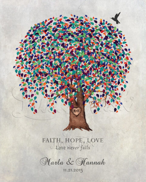 Anniversary, Watercolor Weeping Willow Tree, Faith Hope Love, Gift For Couple #LT-1522