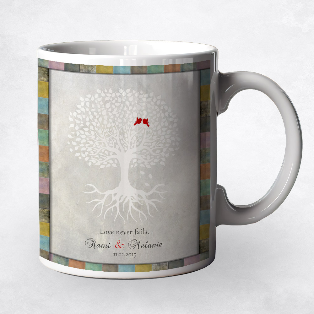 Closeup image of White Tree with Roots  anniversary Coffee Mug M-1524