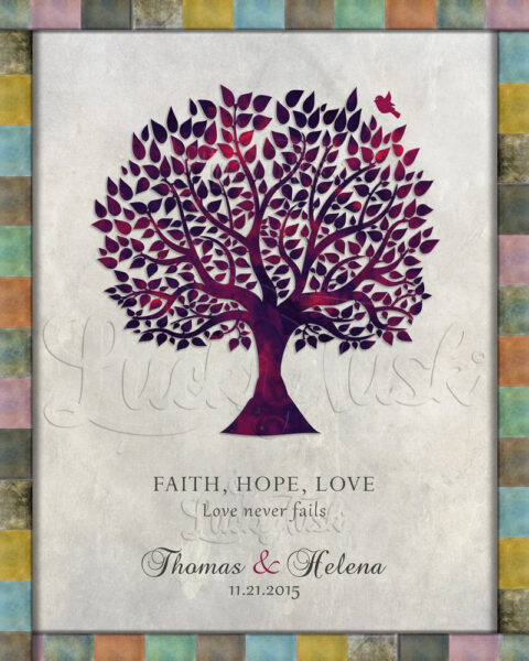 Anniversary, Purple Tree, Faith Hope Love, Love Never Fails, Gift For Couple #LT-1525