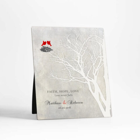 White Branchy Tree anniversary  Desktop Plaque Gift for couple D-1526