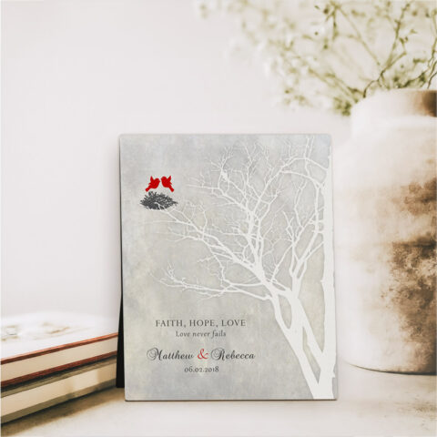 White Branchy Tree anniversary  Desktop Plaque Gift for couple D-1526