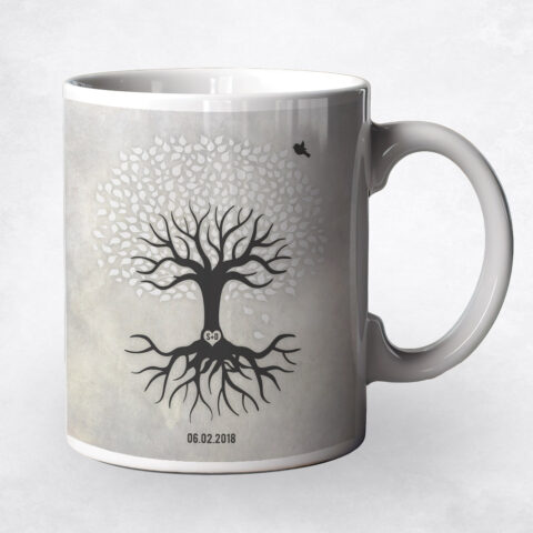 White and Black Tree with Roots anniversary Coffee Mug M-1529