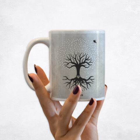 White and Black Tree with Roots anniversary Coffee Mug M-1529