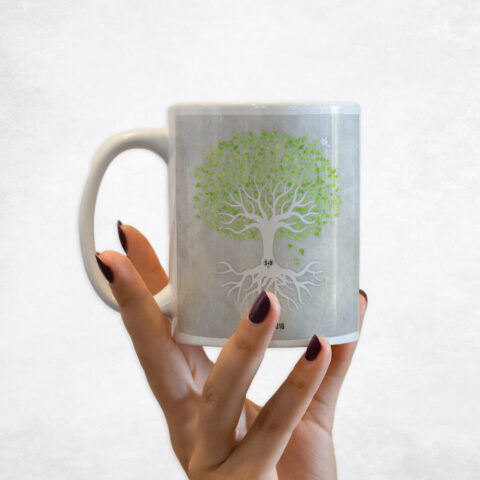 Green and White Tree with Roots anniversary Coffee Mug M-1543