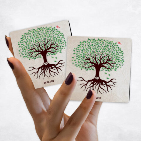 anniversary Green Canopy Tree Established Date on Stone Magnet Set MAG-1544