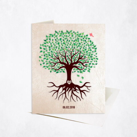 Green Canopy Family Tree Established Date anniversary Stationery Card-1544