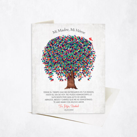 Watercolor Willow Madre Apreciación Heroe Tree in Spanish Mother’s Day Stationery Card-1550