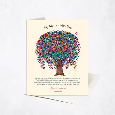 Watercolor Willow Mother My Hero Gratitude Tree Quote Mother’s Day Stationery Card-1552