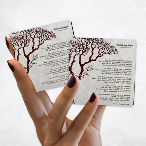 Gift Black Bare Tree on Marble Magnet Set MAG-1554