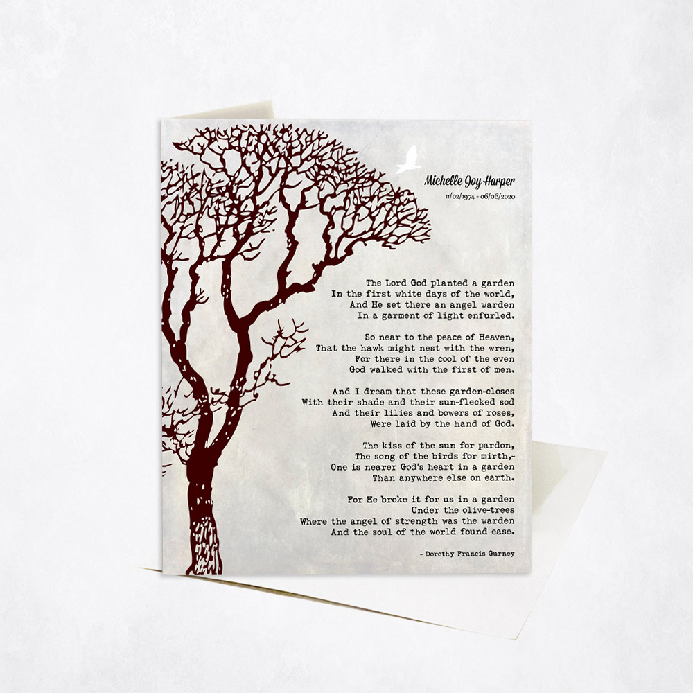 Picture of Winter Memorial Tree Funeral Poem Memorial Gift Stationery Card C-1554