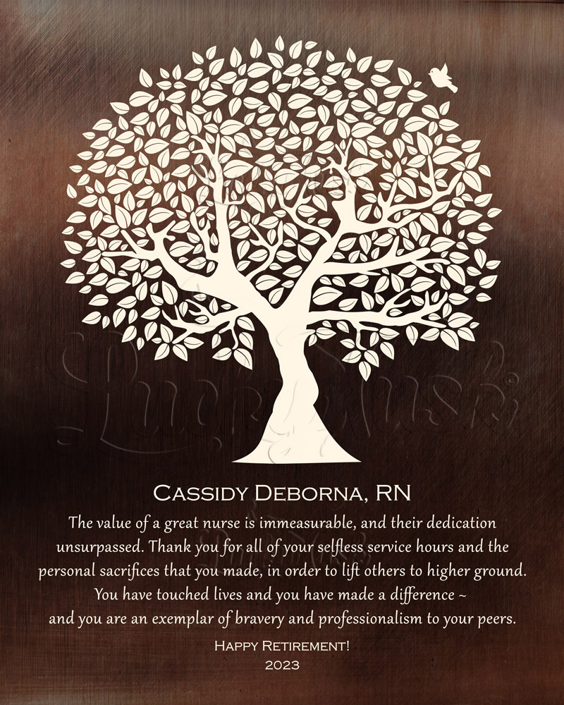 Nurse Retirement Farewell Silhouette Tree Quote on Bronze retirement Wall Plaque LTC-1561