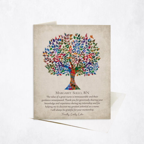 Watercolor Nurse Retirement Tree Quote Farewell Leadership Appreciation Stationery Card-1562