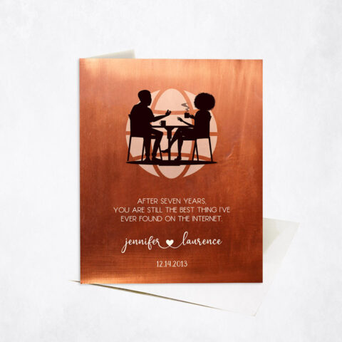 Couple Silhouette Internet Dating App Relationship Quote 7th anniversary Stationery Card-1565