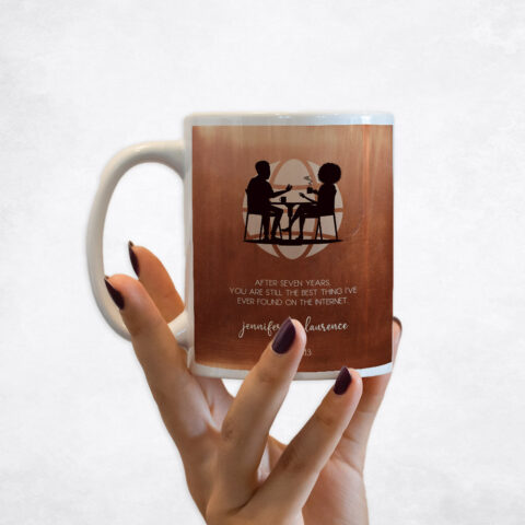 Couple Silhouette Internet Dating Copper 7th anniversary Coffee Mug M-1565