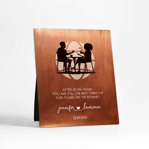 Couple Silhouette 7th anniversary Copper Desktop Plaque Gift for couple D-1565