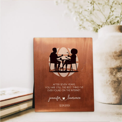 Couple Silhouette 7th anniversary Copper Desktop Plaque Gift for couple D-1565