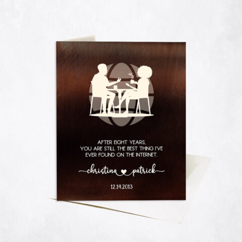 Couple Silhouette Internet Dating App Relationship Quote 8th anniversary Stationery Card-1568